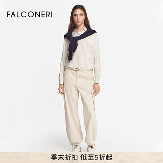 Falconeri end of season discount women's commuting fashion versatile striped mulberry silk shirt dml426v pearl color-8176 l