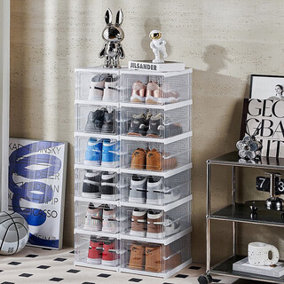 He jiagong multi-layer shoe box integrated shoe cabinet foldable installation-free storage transparent visible dust-proof shoe rack sneaker integrated cabinet default