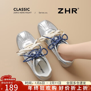 Zhr internally increased moral training shoes for women 2026 spring new women's shoes retro comfortable sports shoes for women ak205m silver 36