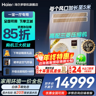 Haier xiaohonghua series central air conditioner multi-split one to four one to five one to three first level energy efficiency full dc variable frequency embedded air conditioner duct machine one price all-inclusive yunshu 4 hp one to two one room and one living room 60