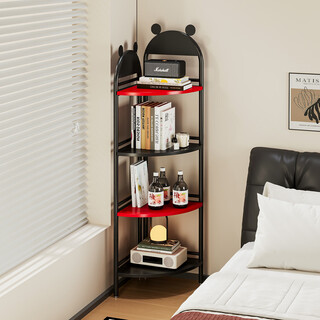 Iron dangdang children's corner bookshelf floor-standing storage rack bedroom corner cabinet corner storage cabinet corner bedside iron bookcase mickey storage rack black and white classic