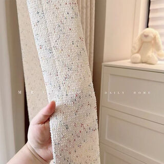 Fantasy cream french window screen living room curtains blackout gauze curtains bedroom ins style high-end new chenille simple customization custom cream color - korean folding style - adjustment hook 6 meters set / double opening - suitable for 2.6-3 meters rod rail