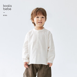 Koala nose henley collar shirt chill temperament children's classic all-match tops for all seasons milk white 80