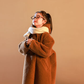 Utouto big ear elephant girls hooded plush coat 2025 winter new style plush retro versatile jacket 2591118 dark brown 80