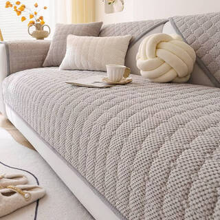 Fantasy autumn and winter corduroy sofa cushion 2025 new sofa cushion anti-slip sofa cover sofa towel sofa cover dotted velvet - light gray 110*110cm (single/purchasing)
