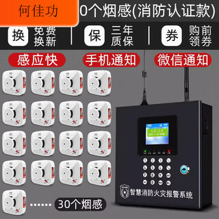 Wireless smoke alarm, dedicated for fire protection, commercial fire sensor detection, intelligent remote networked smoke sensor, fire certification, alarm host + 30 wireless smoke sensors