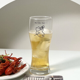 Niche creative beer cup large capacity glass home craft beer cup juice drink cola cup cold drink cup dundun drink repair cat
