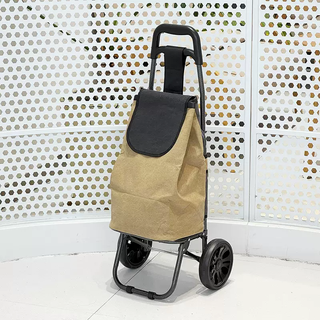 Yusenyi large wheel lightweight folding hand push trolley cart climbing stairs home supermarket shopping cart for the elderly to buy cai xiaola large wheel folding car - bottom plate - canvas bag khaki