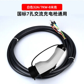 Hanoufei new energy vehicle charging pile gun head 7kw32a ac charging gun head extension cable cable replacement repair accessories white 32a7kw ac charging gun 8 meters cable long