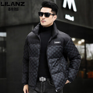 Мужской пуховик в том же стиле в торговом центре lilang, зимний новый средний и молодой мужской пуховик с коротким воротником-стойкой, утепленная теплая куртка черного цвета, размер xl 180 (рекомендуемый вес 140-160 jin jin равен 0,5 кг)