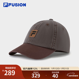 FILA FUSION斐乐潮牌情侣款棒球帽2026春季新款时尚鸭舌帽运动帽 棕卡褐色-BN XS