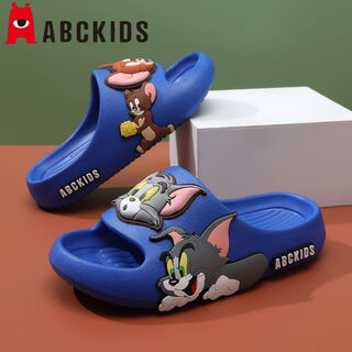 Abckids children's slippers tom and jerry boys 2025 new girls anti-slip indoor boys eva slippers royal blue tom and jerry 32-33 shoe inner length about 21.5cm