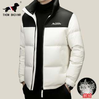 Thom bkdinr90 weiße gänsedaunen-daunenjacke für herren, winter, neu, kurzer stehkragen, leicht, warm und kalt, herren-bäckereijacke, perlweiß, xl, empfehlung 130–155 jin jin entspricht 0,5 kg