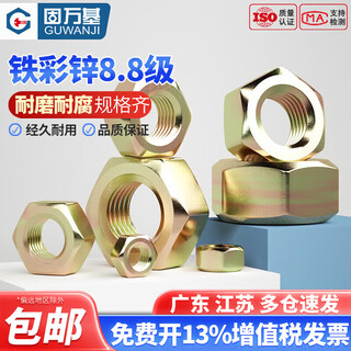 Guwanji 8,8 grad eisen verzinkte sechskantmuttern-kollektion, farbiges zinkmutter-set, schraubverschluss, bolzenmutterkappe, nationaler standard m20, 2 stück