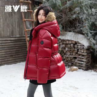 Yalu short glossy puff down jacket women's 2025 winter new waist hooded thickened warm jacket