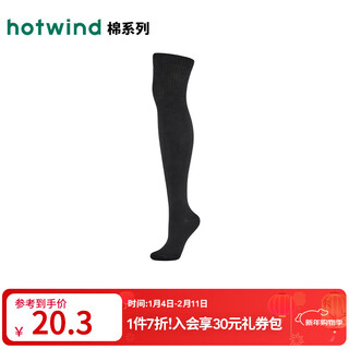 Hotwind women's stockings autumn and winter new thick warm knee pads basic solid color over-the-knee socks women's slimming versatile calf socks 01 black 1 pair one size