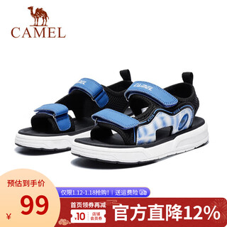 Camel (camel) children's sandals summer open-toed beach shoes non-slip outdoor casual shoes for middle and large children black/blue 34