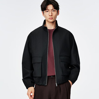 Mr. cotton australian imported wool large patch pocket short stand collar jacket for men spring short black jacket for men classic black 2xl