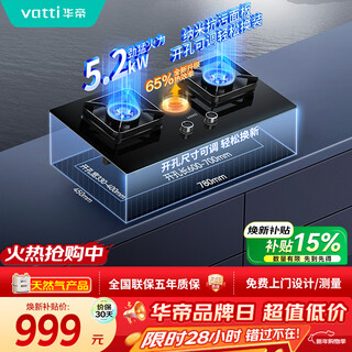 Vantage upgraded nano-anti-pollution technology natural gas stove natural gas embedded desktop 5.2kw fierce fire gas stove double stove first-class energy efficiency gas stove i10071b