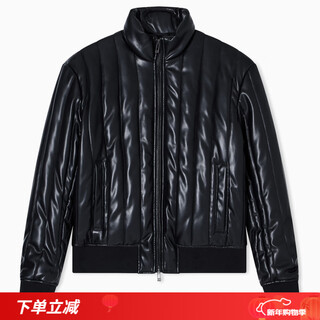 Armani/armani ax men's fashion casual warm cotton jacket leather jacket xm001124 af16647 black uc001 m