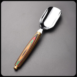 He jiagong tea spoon separator creative damascus tea spoon single stainless steel household tea spoon kung fu tea set accessories drinking flowers and trees colorful stainless steel tea spoon