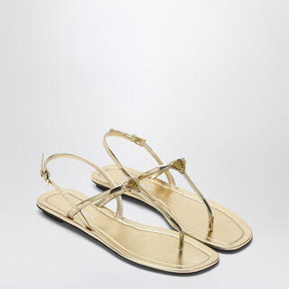 Prada women's sandals, breathable, lightweight, soft and comfortable, gold metal triangle mark, adjustable back strap, leather sole metal 38.5