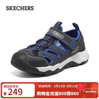 Skechers middle and large children's velcro toe-cap sandals 407030l navy blue/blue/nvbl 27.5