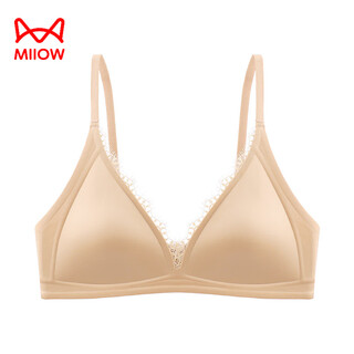 Miiow french seamless bra for women with small breasts, comfortable and not protruding 2026 new sexy triangular cup bra, liquid foundation m, suitable for 32/70ab, 34/75ab