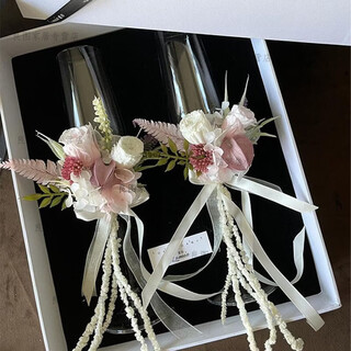 Yao wanxi eternal life cup toast cup sense of eternal flower wedding toast cup pair of finished practical gifts engagement wedding gift clear romantic mail pair of finished wine glasses bouquet does not include cups