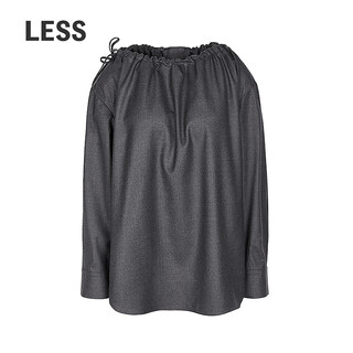 Less 2026 spring new long-sleeved loose straight shirt 2q121524h 070 dark gray s