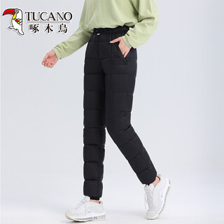 Woodpecker (tucano) goose ancestor white goose down pants women's jacket 2026 new changbai mountain snow village tourist ski windproof warm pants black--color s 85~95jin jin is equal to 0.5 kg