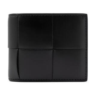 Bottega veneta intrecciato woven bifold cowhide wallet regular men's black tu
