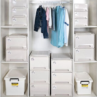 Fantasy storage box drawer-type solid color plastic clothes and underwear storage box home finishing box wardrobe storage box combination cabinet d width 28 depth 36 height 16.6cm 2 pack high cost performance