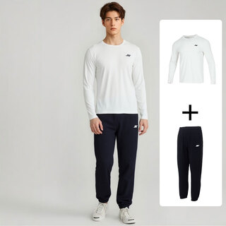 Skechers men's 2026 summer sports long sleeve suit daily running breathable fitness two-piece set p225m287-0019+p224m124-03k8 s