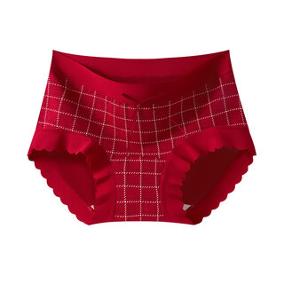 Urban beauty red underwear zodiac year women's 10a pure cotton antibacterial extended crotch festive 2026 year of the horse large size briefs large plaid l