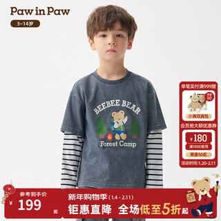 Pawinpaw cartoon bear children's clothing 26 spring and summer new boys and children long-sleeved t-shirt gray/15 110