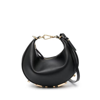 Fendi (fendi) women's handbag, shoulder carry, adjustable shoulder strap, zipper closure, lightweight storage, black calfskin, black pz