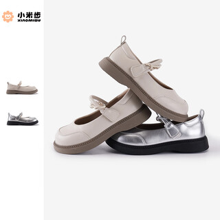 Xiao mi bu children's shoes girls' small leather shoes spring new soft sole simple princess style leather shoes