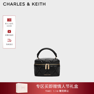 Charles&keith diamond chain hand-held cross-body small square bag box bag women's bag birthday new year gift ck2-80782534 black black small bag