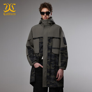 Cabbeen splicing camouflage design cabbeen casual street workwear style windbreaker spring men's 3261137001 olive green l /175/50