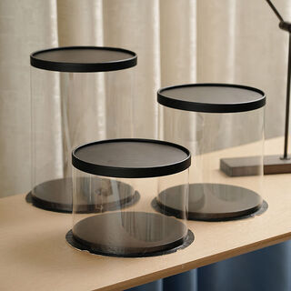 Fantasy round birthday black cake box 4668810 ten inch single layer extra tall portable transparent packaging box black paper cover 40 sets 8 inch five layers 26x26x45