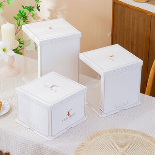 Translucent birthday box portable 6 six 8 eight 10 ten 12 inch single double layer heightened packaging box custom logo translucent - bailu 50 overprinted store name large 10 inch double layer 32*32*24cm