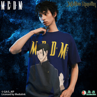 Medm spell return collaboration - part 1 animation character print basic casual round neck short sleeve men's and women's t-shirt blue l