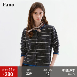 Fano studios fan luo fano 100 sheep wool knitted cardigan early spring new soft waxy skin-friendly lazy feeling contrast striped top gray stripes ready stock s