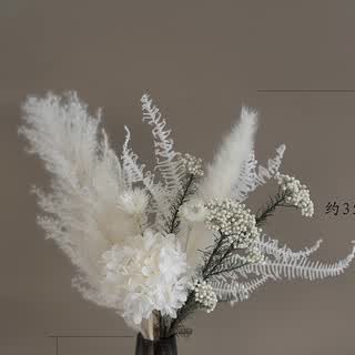 Jingjifeng high-end french dried flowers real flower ornaments living room desktop model room soft decoration ins reed vase ins style white hydrangea and white reed single bouquet