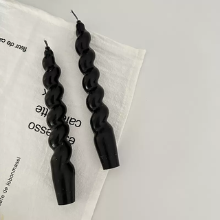 Yusenyi pglp niche candlestick ornaments home wabi-sabi style wooden high-end black candle ins candle drag decoration 2 black candles