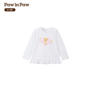 Pawinpaw cartoon bear children's clothing 26 spring new baby girl round neck t-shirt