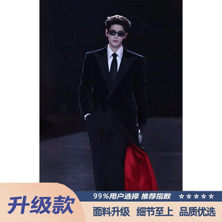 Youruike zhang linghe black red woolen coat men's winter handsome mid-length windbreaker shoulder jacket black upgraded version 99 choose m (suitable) 100-115jin jin is equal to 0.5 kg