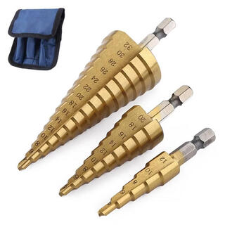 Sanqihu pagoda drilling car bumper radar hole opener reversing radar board reaming drill bit tool round blue cloth bag 4+12/4+20/4+32 straight slot hexagonal handle