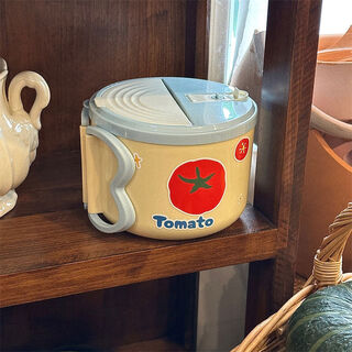 Wing fantasy tomato 304 stainless steel instant noodle bowl with drainable cover for eating tableware and cutlery set for large capacity student dormitory 304 liner 1500ml